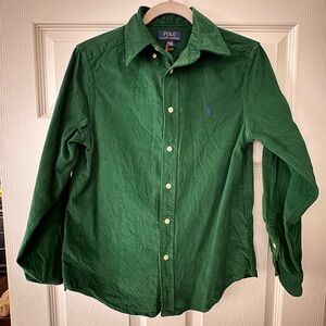 Polo by Ralph Lauren Boy's Classic Green corduroy Button-Down Shirt